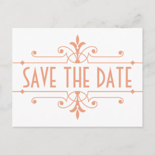 Orange v2 Extravagante Ornamentale Save the Date P Ankündigungspostkarte