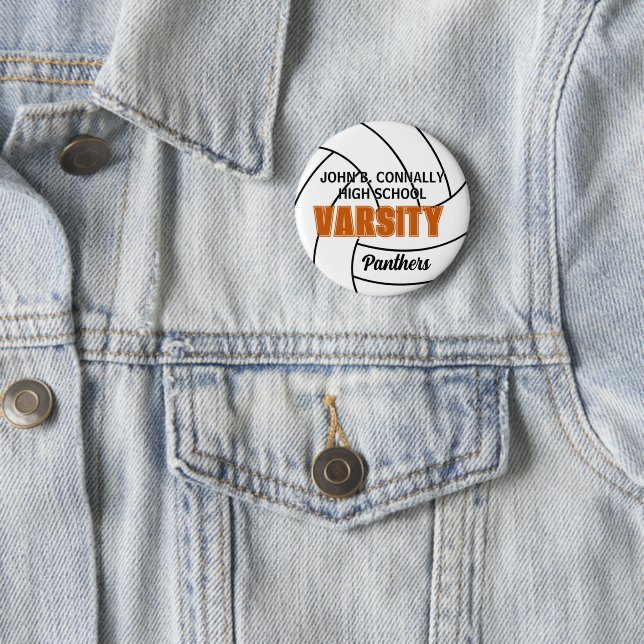Orange Varsity-Volleyball-Schulmannschaft Button (Beispiel)
