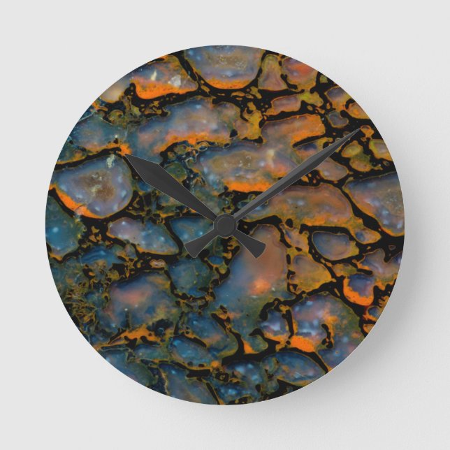 Orange-versteinerte Dinosaurier Runde Wanduhr (Vorderseite)