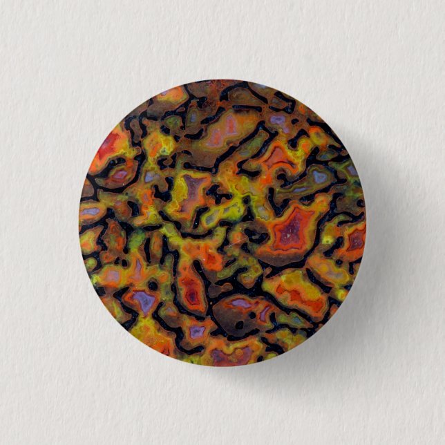 Orange versteinertes Dinosaurierskelett Button (Vorderseite)