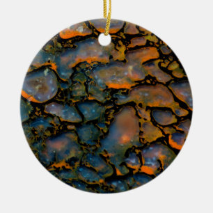 Orange versteinertes Dinosaurierskelett Keramikornament