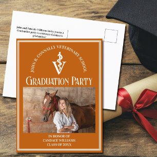 Orange Veterinary School Foto Graduation Party Einladungspostkarte