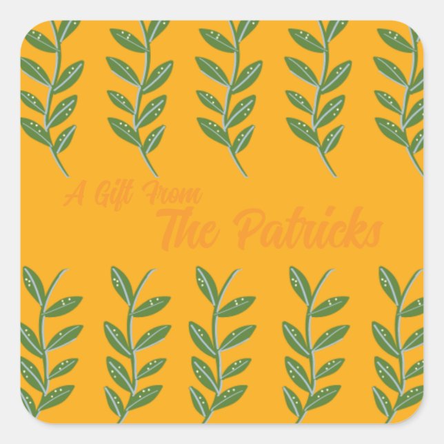 Orange-Vine-Geschenksticker Quadratischer Aufkleber (Vorderseite)