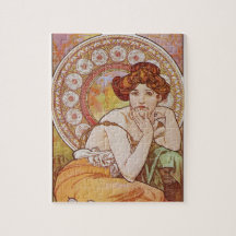 Orange Vintag Elegante Art Nouveau Mucha Topaz