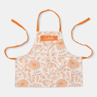 Orange Vintag Floral Individuelle Name Schürze