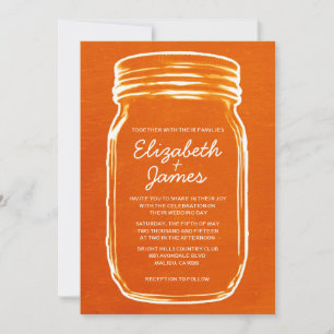 Orange Vintag Mason Jar Hochzeit Einladungen
