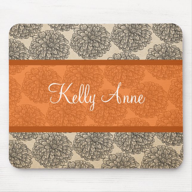 Orange Vintag Zinnia Mousepad (Vorne)