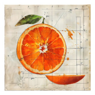 Orange Vintage Abbildung Fotodruck