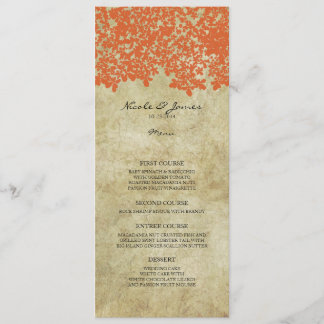 Orange Vintage Country Wedding Menu Menükarte