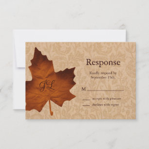 Orange Vintage Monogrammierte RSVP Karte