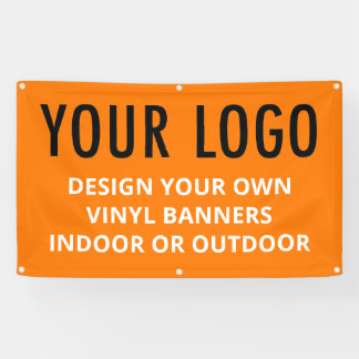 Orange Vinylbanner mit Ösen für Außen | Innenberei Banner