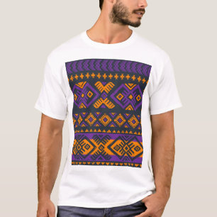Orange-violette Stammes-Geometrie nahtloses Muster T-Shirt