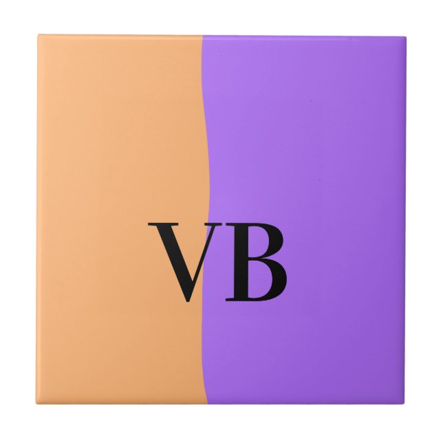 Orange violetter fester Name Buchstabe Monogramm T Fliese (Vorderseite)