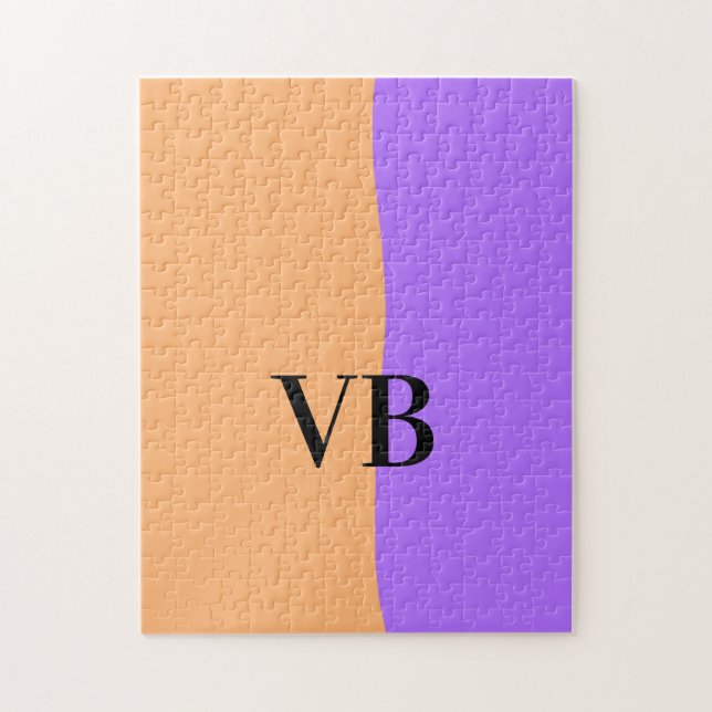 Orange violetter fester Name Buchstabe Monogramm T Puzzle (Vertikal)