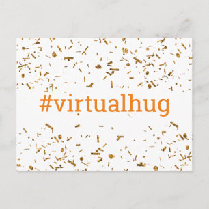 Orange Virtueller Umarmungs-Hashtag Gold-falsches  Postkarte