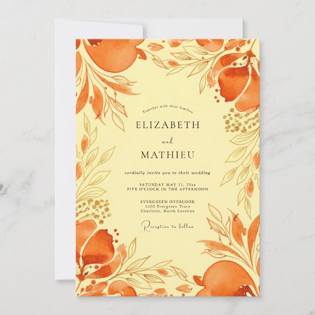 Orange Vivid Mediterranean Wedding Einladung (Vorderseite)