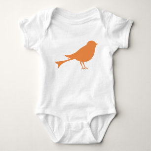 Orange Vogel-Silhouette Baby Strampler