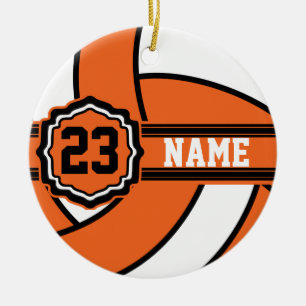 Orange Volleyball DIY Name and number Keramikornament