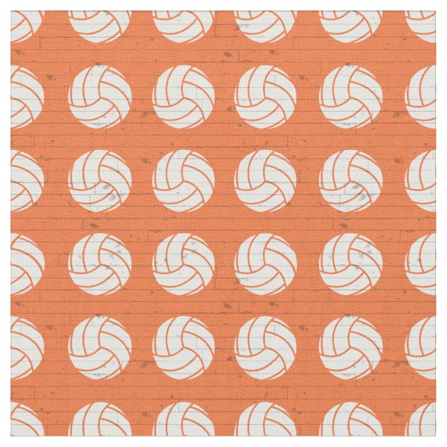 Orange Volleyball Holzfußboden Gemustert Stoff (Nahaufnahme)