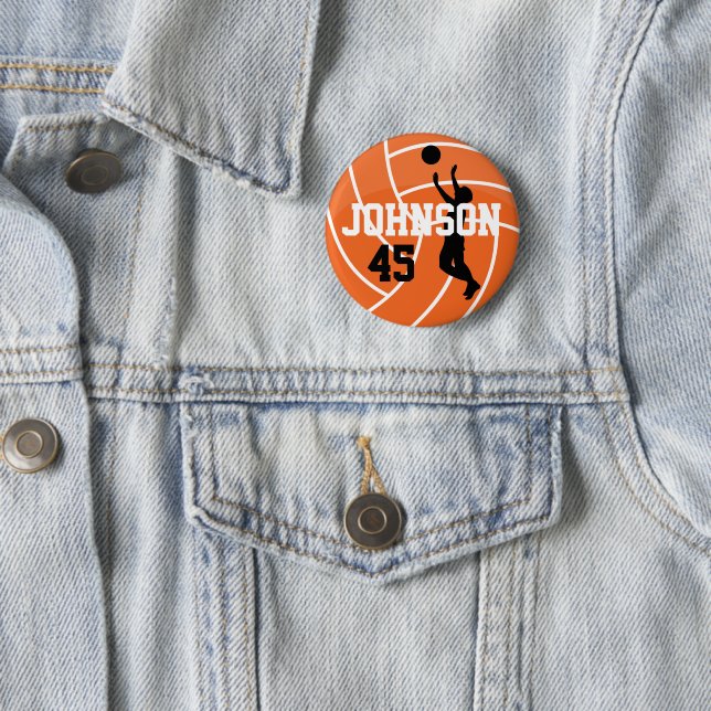 Orange Volleyball mit Silhouette Player Button (Beispiel)