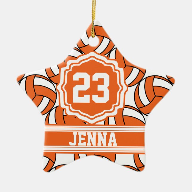 Orange Volleyball | Personalisieren Keramik Ornament (Vorne)
