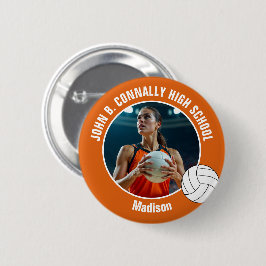 Orange Volleyball Player Photo High School Spirit Button