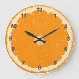 Orange Wall Clock für die Küche Große Wanduhr