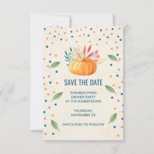 Orange Wasserfarbe Pumpkin mit Confetti Save The Date
