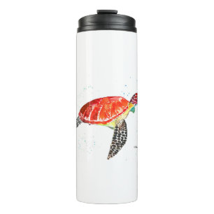 Orange Wasserschildkröte Wasserfarbe Küsten tropis Thermosbecher