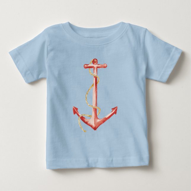 Orange Watercolor Anchor Baby T-shirt (Vorderseite)