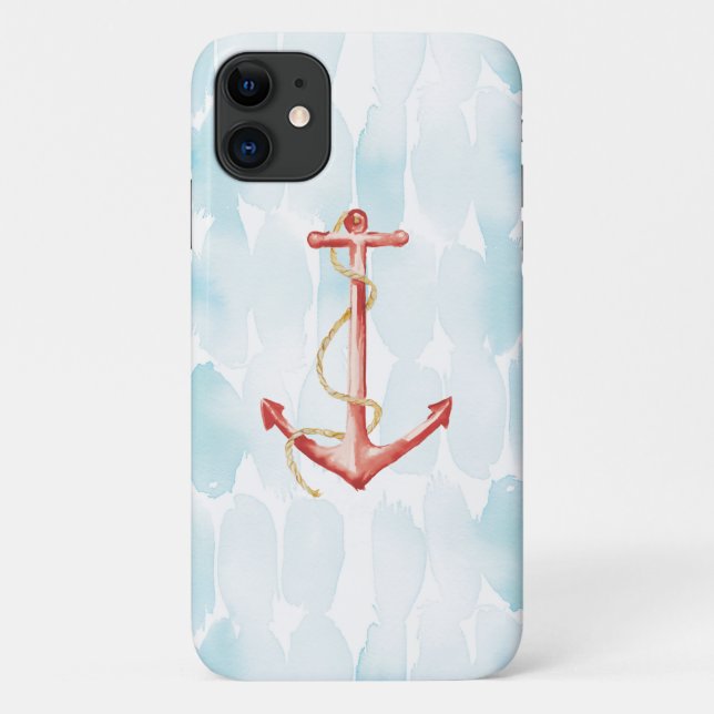 Orange Watercolor Anchor Case-Mate iPhone Hülle (Rückseite)
