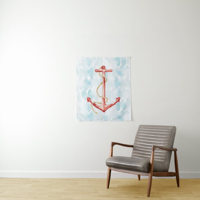 Orange Watercolor Anchor Wandteppich (Beispiel)
