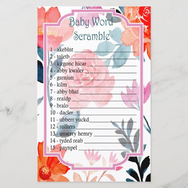 Orange Watercolor Blume Kinderspiel (Vorderseite)