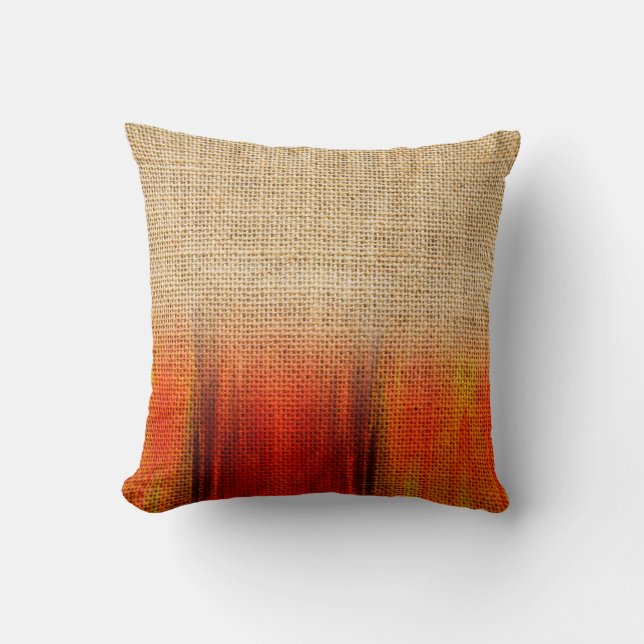 Orange Watercolor Buralp Rustic Ombre Dipped Toss Kissen (Vorderseite)