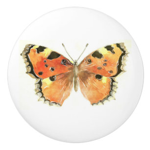 Orange Watercolor Butterfly Keramikknauf