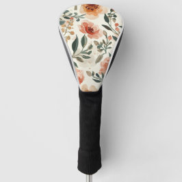 Orange Watercolor Flowers Botanical Painting Golf Headcover