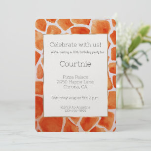 Orange Watercolor Giraffe Print Birthday Einladung