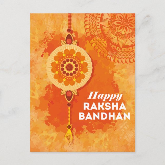 Orange Watercolor Happy Raksha Bandhan Postkarte (Vorderseite)