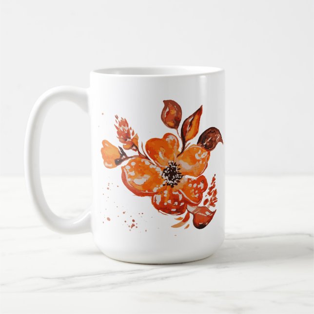 Orange Watercolor Kaffeetasse (Links)