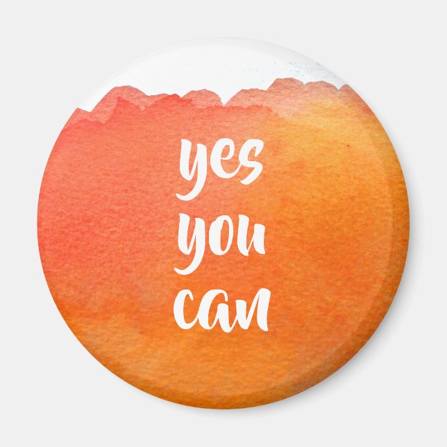 Orange watercolor positiv yes you can message magnet (Vorne)