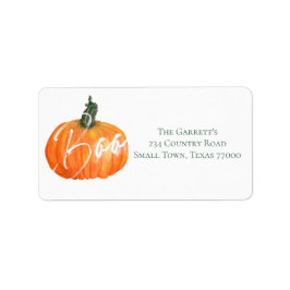 Orange Watercolor Pumpkin Boo Personalisierte Adre Adressaufkleber