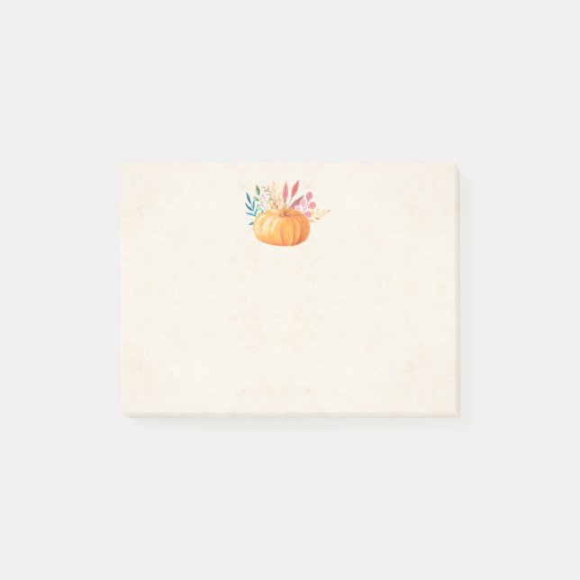 Orange Watercolor Pumpkin Herbstsaison Post-it Klebezettel (Vorderseite)