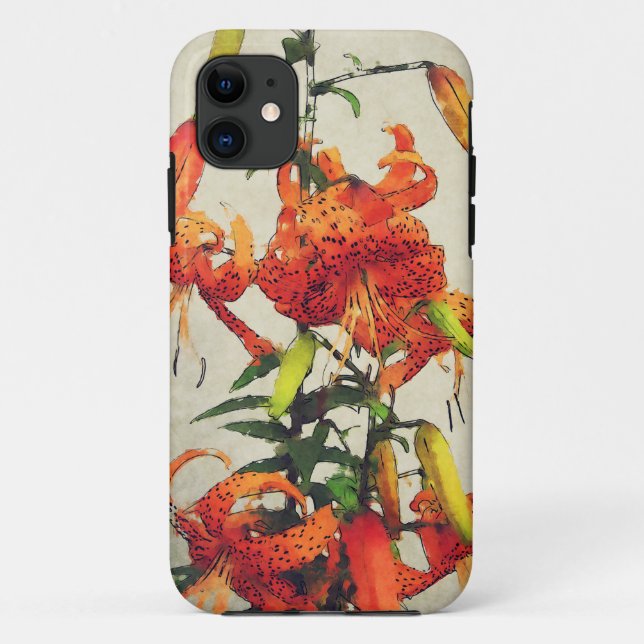 Orange Watercolor Tiger Lilie 1 Case-Mate iPhone Hülle (Rückseite)
