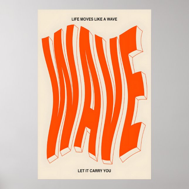 Orange Wave Typography Art Print Modern Kinetic Poster (Vorne)