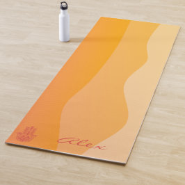 Orange Waves Simple Red Hamsa Personalisiert Yogamatte