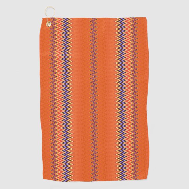 Orange Wavy Pattern Golfhandtuch (Vorderseite)