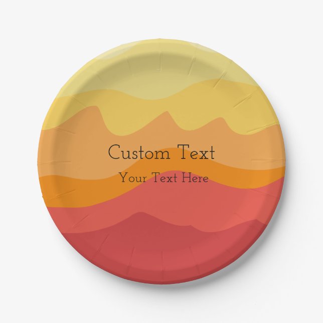 Orange Wavy Sunshine Vibranine Design Custom Text Pappteller (Vorderseite)