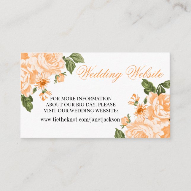 Orange Wedding Blume - Hochzeitsplattform Begleitkarte (Vorderseite)