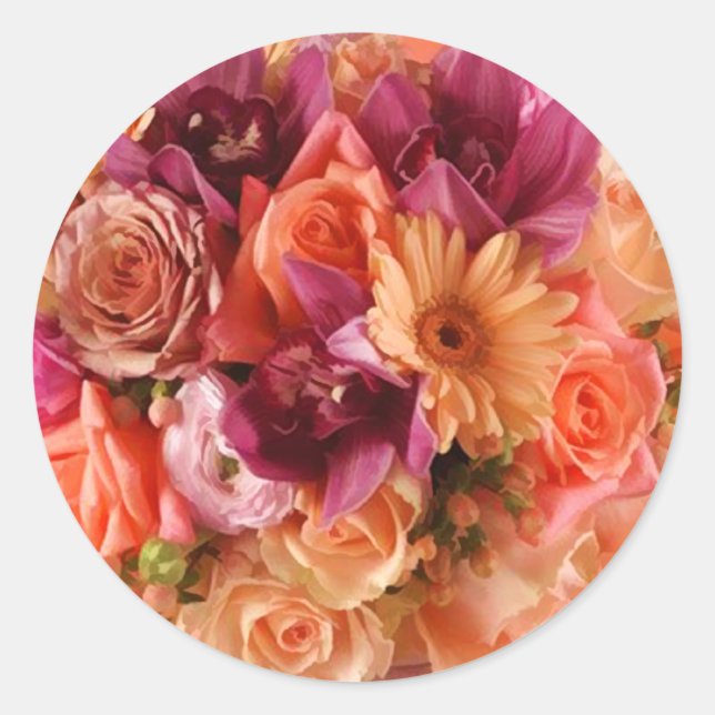 Orange Wedding Blume Umschlag Aufkleber Stickers (Vorderseite)