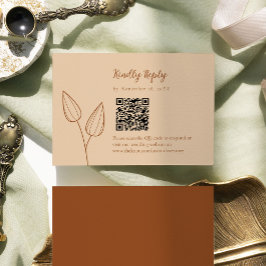 Orange Wedding RSVP Card mit QR Code